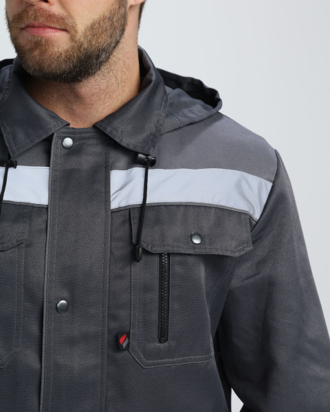 Костюм "Нейч-2" СОП с капюшоном (тк.Смесовая,210) п/к, т.серый/св.серый