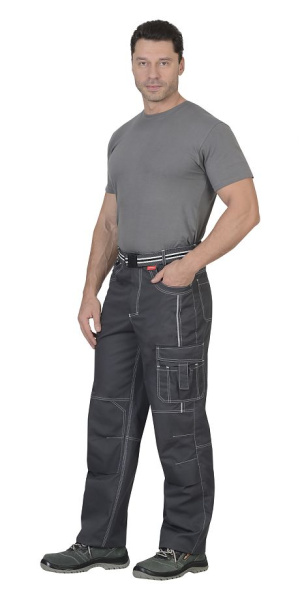 Брюки мужские летние "ПРЕСТИЖ" темно-серые, кант СВМ