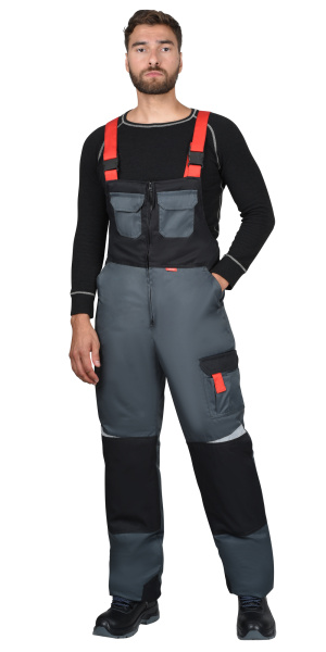 Костюм зимний "ФАВОРИТ-МЕГА-РОСС", куртка дл., п/к, тёмно-серый с красным, чёрным и СОП