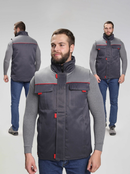 Жилет утепленный "Флофт" (тк.Смесовая,210), т.серый/серый
