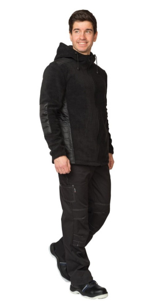 Куртка "Кеми" флисовая с капюшоном чёрная