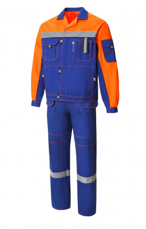 Костюм "Профессионал-2", куртка, п/к, с СВП (СОП) василек-оранжевый-черный