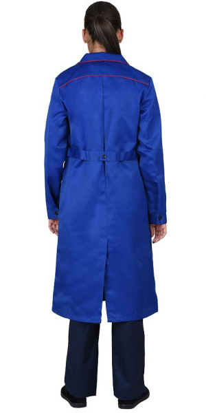 Халат женский "ТЕХНИК", васильковый с красным кантом