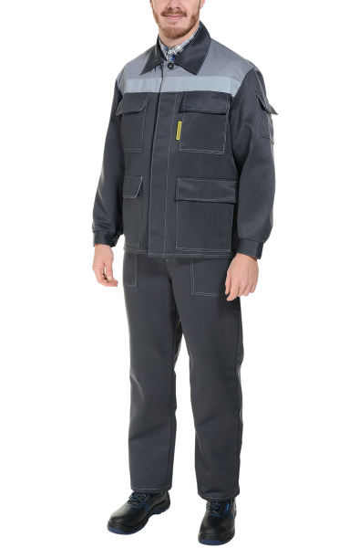 Костюм "Коммунальщик", куртка, п/к, темно-серый светло-серый (эконом), с СОП