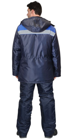 Куртка зимняя "БРИГАДИР", т.синий/василек, тк.Оксфорд