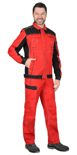 Костюм "Престиж" , куртка кор. (чз), п/к, красный с черным