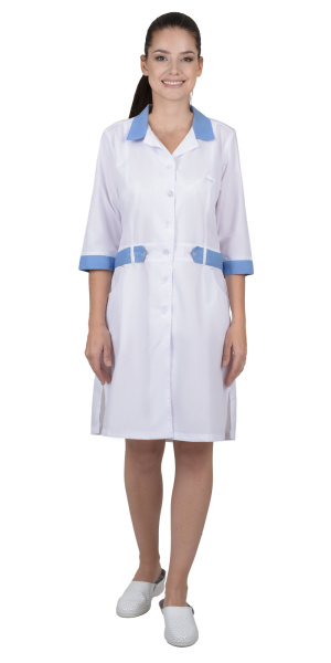 Халат ЕВА женский белый с голубым