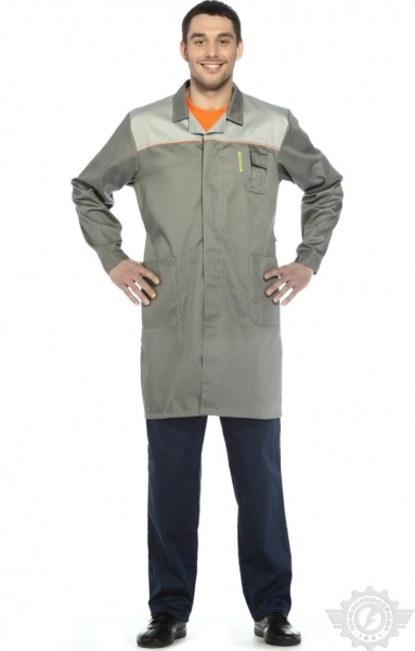 Халат "Профессионал" мужской темно-серый со светло-серым