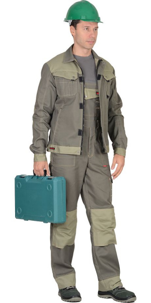 Костюм "Вест-Ворк" куртка кор., п/к т.оливковый со св.оливковым пл. 275 г/кв.м