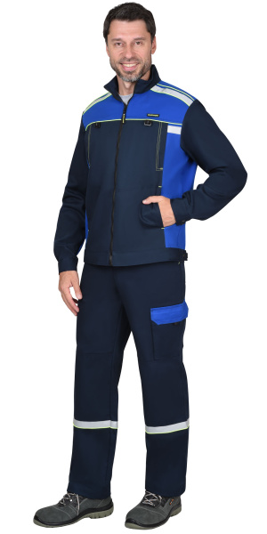 Костюм ПРАКТИК-ЛЮКС-РОСС куртка, п/к, т.синий с васильк. 80% х/б, пл. 260 г/кв.м
