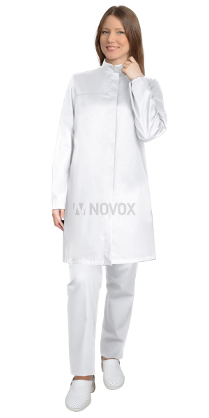 Халат "ВАЛЕНСИЯ" женский белый, воротник стойка