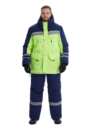 Костюм зимний "ЗИМНИК" куртка/брюки, цвет: лимонный/т.синий