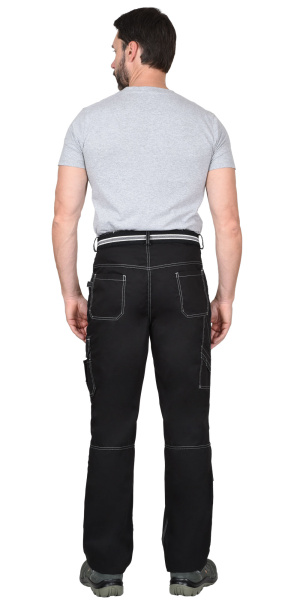 Костюм "АЛЕКС" куртка (чз), брюки, черный с голубой отделкой