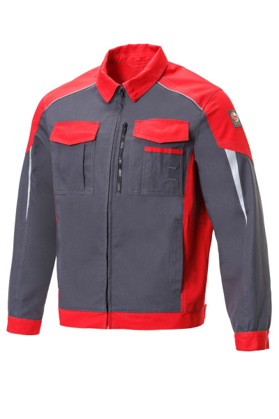 Костюм "STATUS" NEW (Статус), куртка, брюки, графит красный, красные наколенники