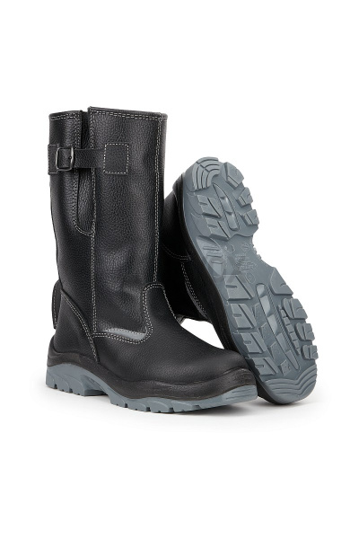 Сапоги летние "Комфорт-К" кожаные, МП, ПУ/ТПУ, цвет черный