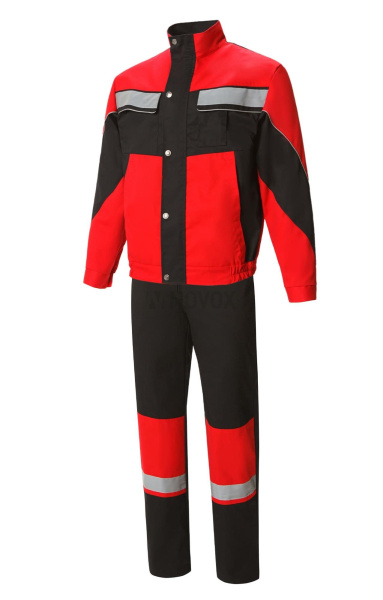 Костюм "Арго", куртка, п/к, черно-красный