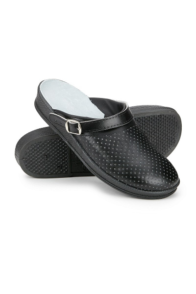 Сабо мужские нат. кожа, ПВХ, цвет черный