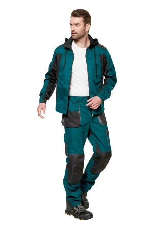 Куртка рабочая мужская летняя "Снейк" цвет темно-бирюзовый/черный