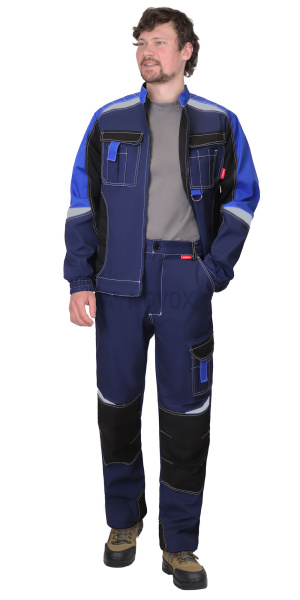 Костюм ФАВОРИТ-МЕГА куртка (чз), брюки т.синий с черным и васильковым, СОП