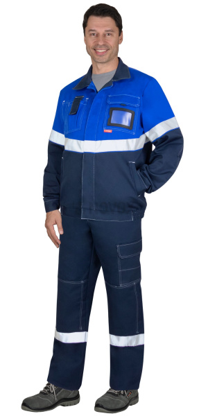 Костюм "САМОТЛОР-РОСС" куртка, брюки, темно-синий с васильковым и СОП, антистат. нить, МВО