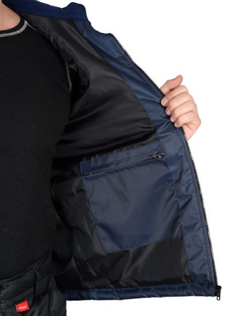 Жилет ЭКСПРЕСС с воротником стойка, синий с васильковым и СОП 50