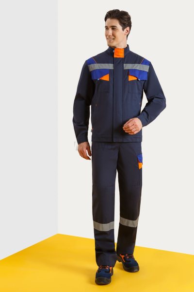 Костюм "Энерджи", куртка, п/к, темно-синий-оранжевый