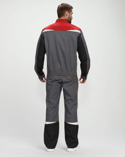 Костюм Строй-2 CH МВО (тк.Смесовая,280) п/к, т.серый/красный/черный