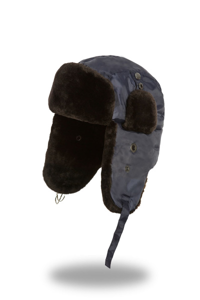 Шапка-ушанка темно-синяя