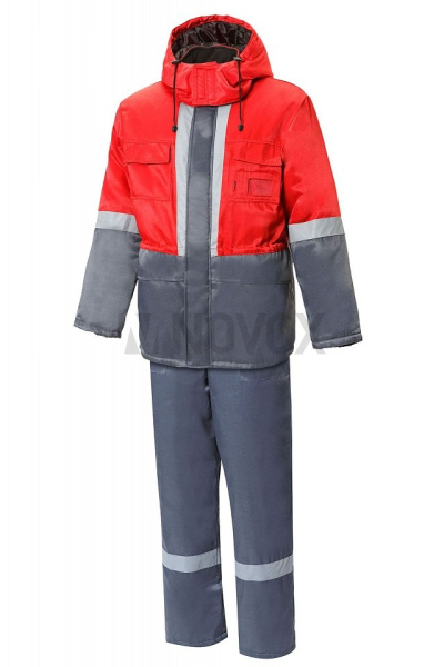 Костюм СУРГУТ утепленный (КЗм/2) Минпромторг серый с красным