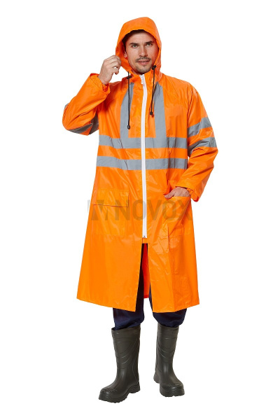 Плащ влагозащитный "Extra" сигнальный с СОП ПВХ цвет оранжевый