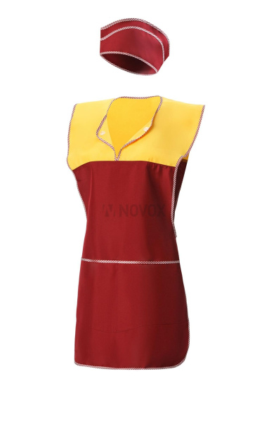 Комплект "Людмила" (фартук + пилотка) бордо