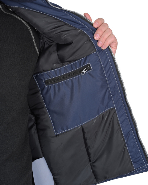 Жилет утепленный с капюшоном АЛЕКС синий на подкладке