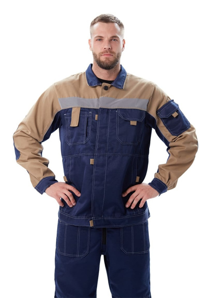 Костюм "РОЛЬФ" куртка, п/к, Т.СИНИЙ/БЕЖЕВЫЙ