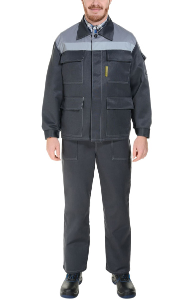 Костюм "Коммунальщик", куртка, п/к, темно-серый светло-серый (эконом), с СОП