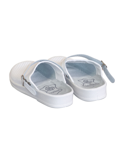 Сабо мужские, натуральная кожа, ПВХ, белый