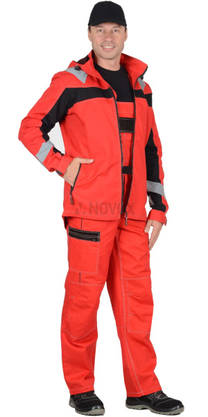 Костюм "Сидней" куртка (чз), п/к, красный с черны, СОП