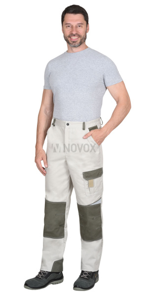 Брюки «КАСПИЙ», молочный с оливой и песочным и СОП тк.Rodos