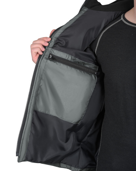 Жилет УРБАН утепленный с капюшоном серый с черным