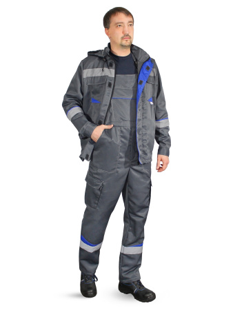 Костюм "Грань", куртка с капюшоном+п/к, цв. серый