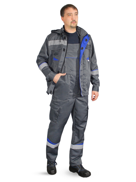 Костюм "Грань", куртка с капюшоном+п/к, цв. серый
