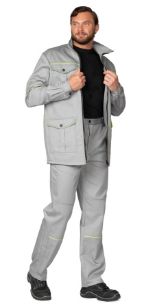 Куртка мужская "Эко-Босс" светло-серая/лимонная