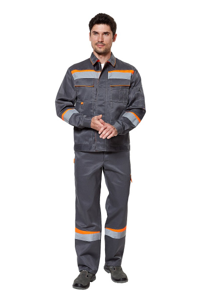 Костюм "Комфорт 1", куртка, брюки, цвет оранжевый/серый