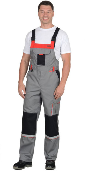 Полукомбинезон "СТАН", ср-серый с черной и красной отделкой