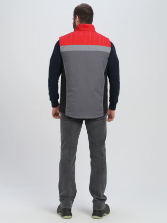 Жилет утепленный "Вектрон" СОП (тк.Смесовая,240), серый/черный/красный