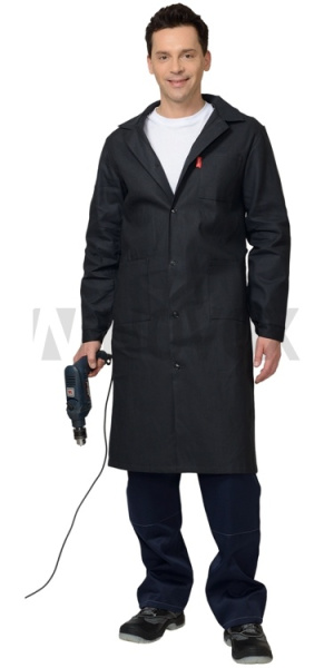 Халат мужской х/б диагональ, черный