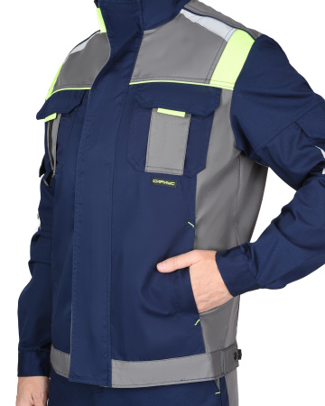 Куртка "СТАН" синяя со средне-серым и лимонной отделкой