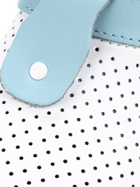 Сабо женские нат.кожа Комфорт ПВХ, белый/голубой