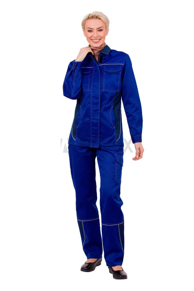 Костюм женский "Страйк", куртка, брюки, цвет василек/темно-синий