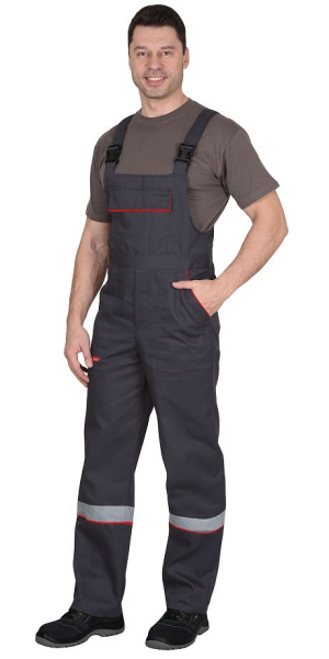 Костюм "МАСТЕР" куртка, п/к, т.серый с красной отделкой