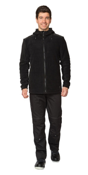 Куртка "Кеми" флисовая с капюшоном чёрная